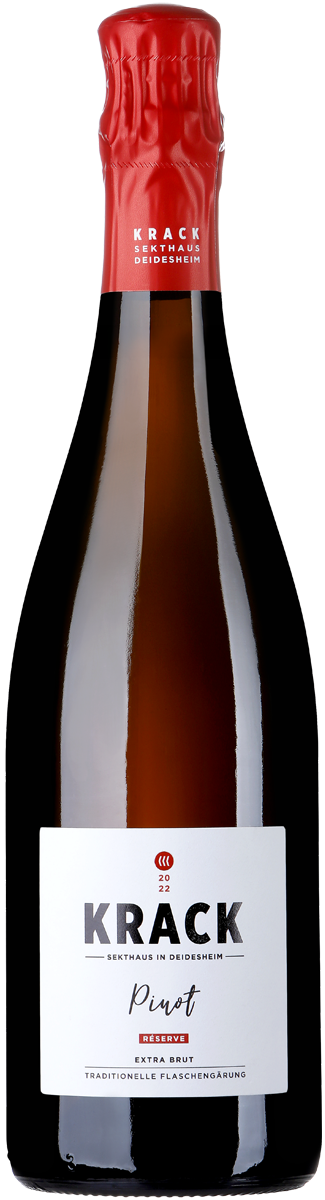 Krack Pinot Réserve 2022 extra brut, Schaumwein aus Pfalz, Flasche